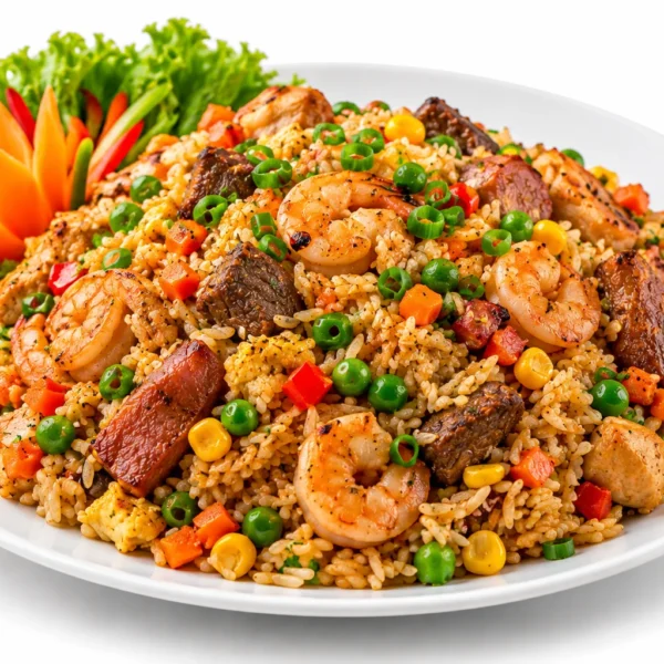 Special fried rice mixed with veges, shrimps,shredded beef and chicken