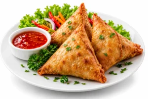 Golden rolls stuffed with seasoned minced meat