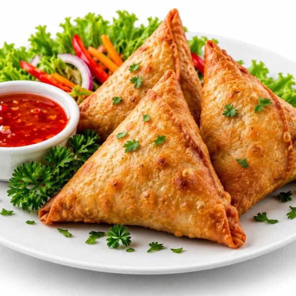 Golden rolls stuffed with seasoned minced meat