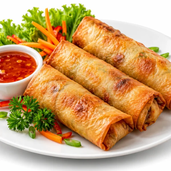 Crispy rolls stuffed with seasoned meat.